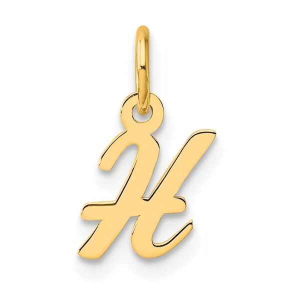 Kazi Luxury 14k Yellow Gold Small Script Letter H Initial Charm - Picture 1 of 4